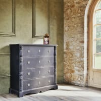 FOREHILL Commode Blanche Commode 4 Tiroirs Petite Commode Chambre Blanche Meuble De Rangement Pour Salon Moderne En Bois 50x40x95cm