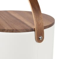 Xbopetda Barattolo per biscotti con coperchio e manico in legno ermetico, scatola portaoggetti in metallo stile vintage, contenitore per biscotti e biscotti ( bianco