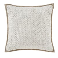 Zomer Federa Quadrata 45x45 Cm In Cotone E Lino Beige Con Stampa Floreale Astratta – Cuscino Decorativo
