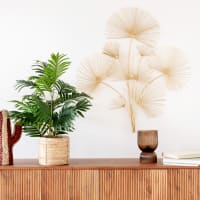 Set Di 2 Decorazioni Murali In Metallo 3D – Foglie Di Ginkgo Blu E Oro – 85x31 Cm Ciascuna
