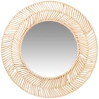 Espejo redondo de ratán trenzado beige D. 42-MIRABEL