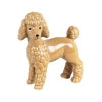 Estatuilla de caniche en loza beige Alt 18 cm-Georgette