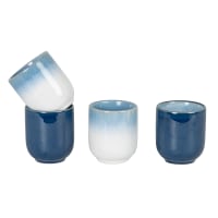 Estuche de 4 tazas de cerámica azul y blanca-Milo