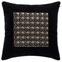 Fodera per cuscino in cotone bianco con motivo floreale ricamato in lurex dorato 40x40cm