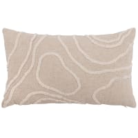 Fodera per cuscino  in misto cotone e lino con motivo ricamato color crema 50x30 cm-SEKER