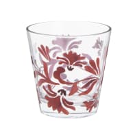 Glasbecher mit Blumenmuster, transparent und lila-Boheme