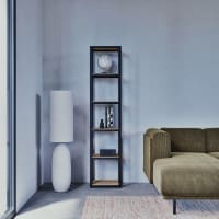 Lampada da terra in ceramica blu notte con paralume bianco sporco alt ...
