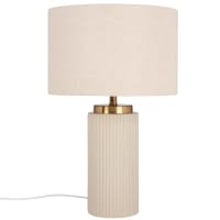 Lampada in ceramica striato beige con paralume in poliestere riciclato -Vigo