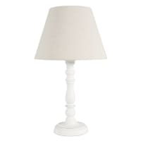 Lámpara de mesa blanca con pantalla beige-Bianca