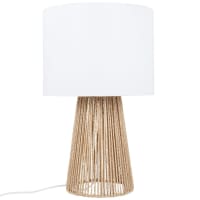 Lámpara de mesa de ratán con pantalla blanco-Adene