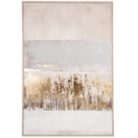 Lienzo abstracto estampado y pintado en gris, beige y dorado 63 x 93 cm-STEVENSON