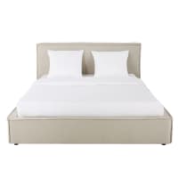 Lit velours côtelé sable 90x190 cm Colisée Maisons du Monde