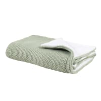 Manta de punto y polar verde agua 77x77 cm-Saint Honore