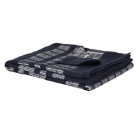 Manta tejida de algodón reciclado azul y blanco 170 x 130-PALUMBO