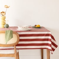 Mantel de algodón de rayas beige y burdeos 150x250 cm-Avola