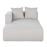 Méridienne droite pour canapé modulable tissu écru effet laine bouclée ...