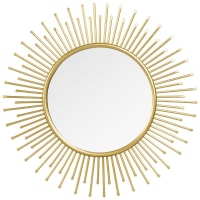 MIYUEWU Miroir Mural Rond Soleil 3D Doré 60 Cm - Décoration Murale Luxe - Miroir Accent Doré Pour Salon, Chambre, Entrée - Cadeau Idéal Femme/Maman