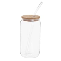 Silver Buffalo Gobelet En Verre Avec Couvercle En Bambou Et