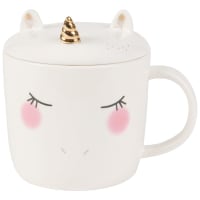 Mug unicorno in arenaria bianca con coperchio-SIMONE