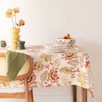 Nappe en coton tissé jacquard imprimé floral multicolore 150x250-Marsa