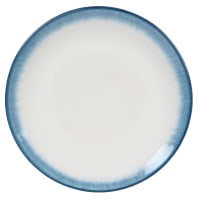 Piatto piano in ceramica bianca e blu-Milo