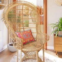 Poltrona Emmanuelle In Rattan Tinto Marrone - Design Iconico E Comfort, Misure 82x70x140 Cm - 5