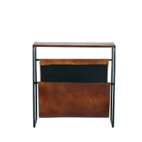 Porte-Revues Métal TianqqYongyong - Organiseur Bureau 30x24,5x9,5cm - Doré/Noir/Blanc