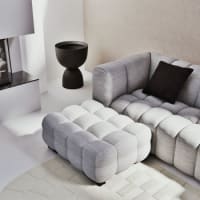 Pouf velours côtelé beige Myra | Maisons du Monde