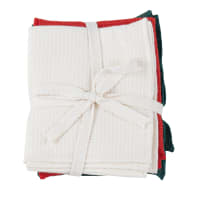 Set de 3 paños de cocina de algodón rojo, verde y blanco, 30x50 cm-Bedoin