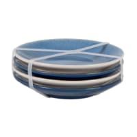Set de 4 platos de cerámica azul y blanco-Milo