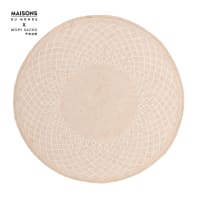 Set de table rond en jute et coton motifs graphiques blancs - MORY SACKO-Zulu