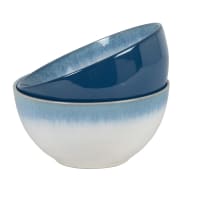 Set di 2 ciotole in ceramica blu e bianca-Milo