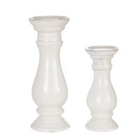 Marco Paul Set 3 Portacandele A Pilastro In Metallo Argentato Lucido - Altezze 18, 22 E 26 Cm