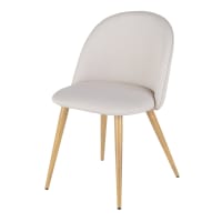 Silla de comedor de acero y tela beige reciclada-Mauricette