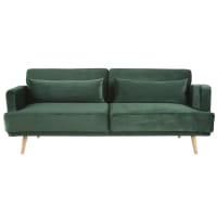 Sofá cama de 3 plazas de terciopelo verde-Elvis