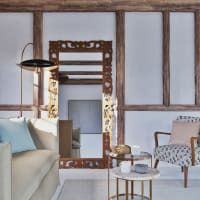 Specchio Ad Arco Vintage In Legno 61x91 Cm, Stile Barocco Con Perline, Decorativo Per Parete, Ingresso Soggiorno Bagno