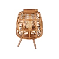 Decorasian Windlicht van zeegras - rotan lantaarn Boho van gevlochten mand om op te hangen of neer te zetten - binnen en buiten
