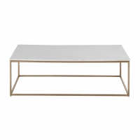 Table basse en marbre blanc et métal coloris laiton L110-Marble