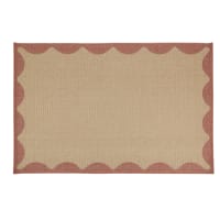 Tappeto da esterno intrecciato beige con motivo onde color terracotta 160x230 cm-TUDY