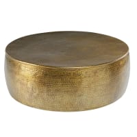 Tavolino Rotondo Moderno - Treppiede In Metallo Oro, Ø40.5x50 Cm | Portata 50 Kg, Per Soggiorno, Camera