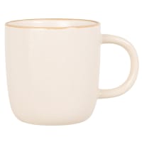 Taza de cerámica blanca con ribete marrón-Luciole