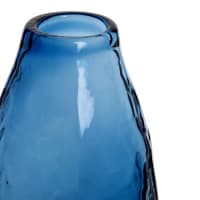 Vase en verre martelé bleu H14-Bula