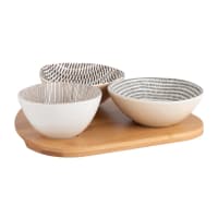 Set 3 Vassoietti Ovale In Bambù Naturale 24x8 Cm - Portatè, Sottobicchieri, Decorativi Per Caffè E Dessert - Superficie Liscia