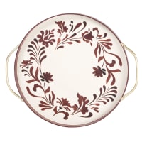 Vassoio Decorativo Rotondo In Plastica Marmorizzata - Con Manici - 33 Cm - Labirinto Blu - 3