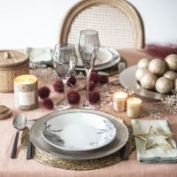 Service De Table 12 Pièces Noël Peint à La Main - Assiettes Et Verres à Vin (Akcam)