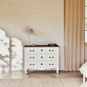 Cómoda, Madera De Pino Macizo,color Blanco Translucido, 78.5x75x35 Cm