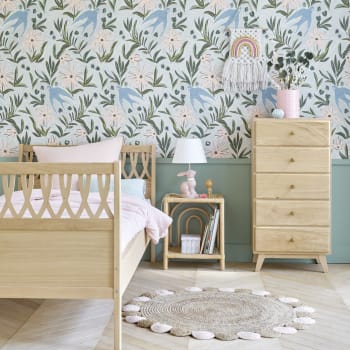 Table De Chevet Enfant Monsieur Madame - Modèle Madame Princesse Rose - 35x48x35 Cm - En Pin Et MDF