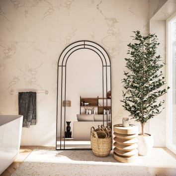 Grote spiegel met boog van zwart metaal, 90 x 180 cm DANIE | Maisons du  Monde