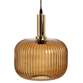 OMAJA - Suspension en verre ambré et métal doré