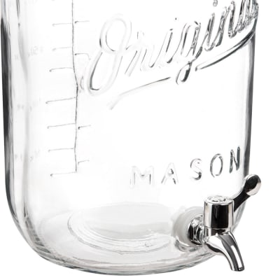 Dispenser per bevande in vetro, dispenser per bevande ghiacciate da 1L/3L/5L con rubinetto e supporto in legno, distributore di bevande fredde per barbecue, picnic, feste in piscina, bevande 3L